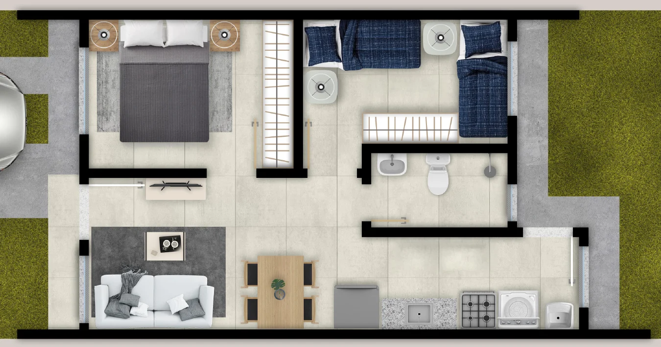 Planta: Casa 2 dormitórios · 40,76 m² de área privativa